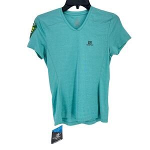 Salomon Broken Arrow Skyrace Squaw Velley T Shirt Womens Sz XS Meadowbrook Green